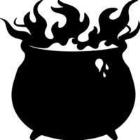Silhouette of Witch Cauldron with Flames for Halloween Designs and Crafts vector