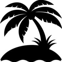 Silhouette Palm Tree on Island Illustration for Tropical Themes vector