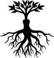 Silhouette Tree of Life with Roots Design for Tattoos and Art Projects vector