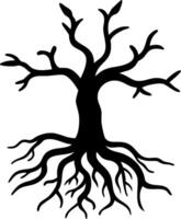 Silhouette Tree with Roots for Nature Designs and Art Projects vector