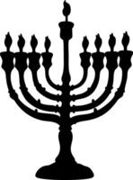 Silhouette Illustration of Nine-Branched Menorah Symbol for Religious Festivals vector