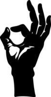 Silhouette of Hand Making OK Gesture for Tattoo and Graphic Design Use vector