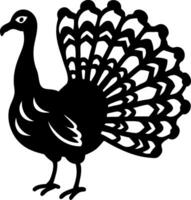 Silhouette of Majestic Turkey with Detailed Tail Feathers for Art and Design Projects vector