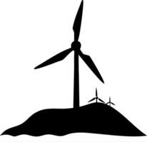 Silhouette Wind Turbine on Hill Renewable Energy for Eco-Friendly Design Projects vector