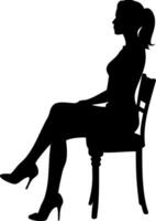 Silhouette Woman Sitting on Chair Elegant Pose for Design and Art Projects vector