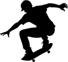 Skateboarder Silhouette Performing Trick Dynamic Design for Posters and Apparel vector