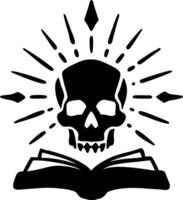 Skull and Open Book with Radiating Light Design for Tattoos and Graphic Art vector