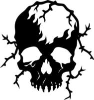 Skull with Thorny Branches Illustration for Tattoo and Graphic Design Use vector