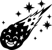 Smiling Comet with Stars for Cosmic Illustrations and vector
