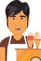Smiling Ice Cream Vendor Character for Food Cart Illustrations and Advertisements vector