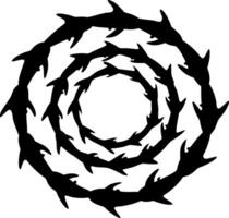 Spiral of Silhouette Sharks Art Design for Patterns and Wall Decor vector