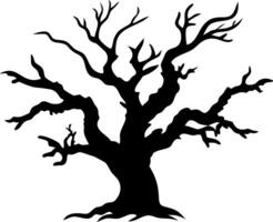 Spooky Bare Tree Silhouette for Halloween Designs and Artistic Projects vector