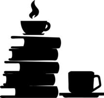Stack of Books with Coffee Cup Silhouette for Relaxation and Study vector
