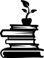 Stack of Books with Growing Plant for Education and Knowledge Concept vector