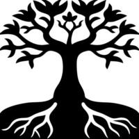 Stylized Tree Silhouette with Roots and Branches Design for Tattoos and Art Projects vector
