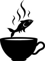 Surreal Artwork Fish Jumping from Coffee Cup for Creative Design Use vector