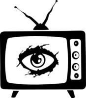 Surreal Eye Inside Retro Television Illustration for Art and Design Projects vector