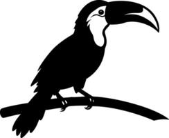 Toucan Silhouette Illustration on Branch for Design Projects and Clipart vector
