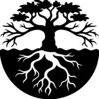 Tree of Life Silhouette with Roots for Nature and Growth Themes vector