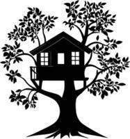 Treehouse Silhouette Design for Art and Decor Projects vector