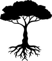 Tree Silhouette with Roots for Nature Designs and Educational Use vector