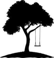 Tree Silhouette with Swing Illustration for Relaxation Themes vector