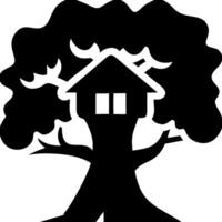 Treehouse Silhouette Illustration for Nature Themed Designs and Coloring Books vector