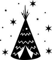 Tribal Teepee with Stars and Dots Art for Bohemian Design and Craft Projects vector