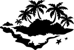 Tropical Island Silhouette with Palm Trees for Creative Design Projects vector