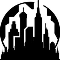 Urban Skyline Silhouette with Circular Frame for Modern Design and Illustration vector