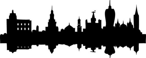 City Skyline Silhouette with Reflection for Graphic Design and Art Projects vector