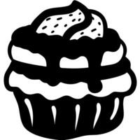 Cupcake Silhouette with Icing for Bakery Designs and Coloring Books vector