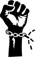 Fist Breaking Chains Emblem Symbolizing Freedom and Resistance vector