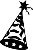Illustration Black Party Hat with Ribbons and Star Design for Celebrations and Events vector