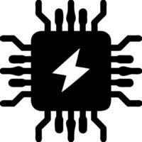 Illustration Black Microchip with Lightning Bolt Symbol for Technology and Electronics Design vector