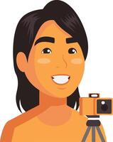 Illustration Happy grapher Holding Camera Portrait Art for Design Projects vector