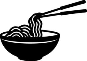 Illustration of Chopsticks Holding Noodles in a Bowl for Culinary and Design Use vector