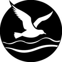 Illustration of Seagull in Flight Over Ocean Waves for Nautical Themes vector