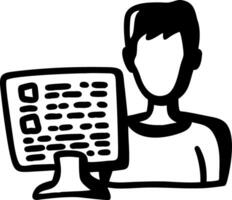 Illustration Person with Computer Screen for Work or Education Concept vector