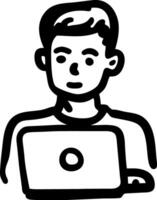 Illustration Person Using Laptop for Technology Design Projects vector
