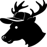 Silhouette Deer with Antlers and Baseball Cap for Unique Branding Design vector