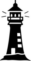 Silhouette Lighthouse with Beacon Light for Nautical Design and Decoration vector
