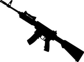 Silhouette of Assault Rifle Firearm for Design Projects and Educational Use vector