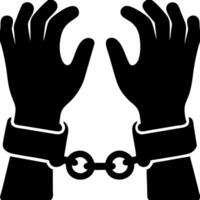 Silhouette of Hands in Handcuffs Symbolizing Restraint Justice Law and Order vector
