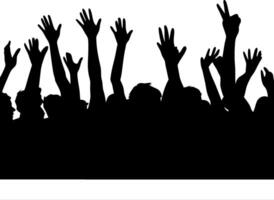 Silhouette of Raised Hands in Crowd Celebration Artwork for Event Posters vector