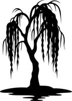 Silhouette of Weeping Willow Tree Perfect for Artwork and Design Projects vector