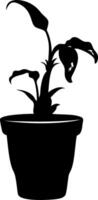 Silhouette of Wilted Potted Plant for Minimalist Design Projects vector