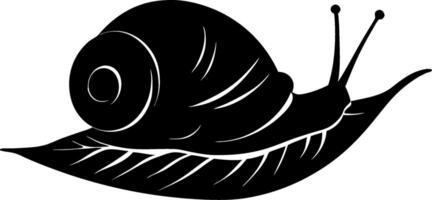 Snail Silhouette on Leaf Ideal for Tattoos and Nature-Themed Coloring Books vector