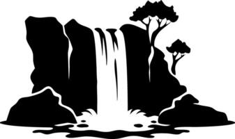 Waterfall Silhouette with Rocks and Trees Perfect for Nature Illustrations and Design vector