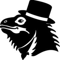 Victorian Lizard Silhouette with Top Hat Elegant Animal for Art Prints and Design Projects vector